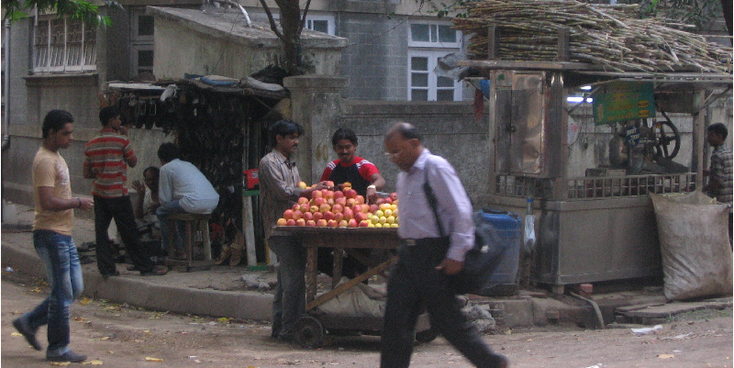 Mumbai-Bombay-suikerriet-perzik-appel-straat-India