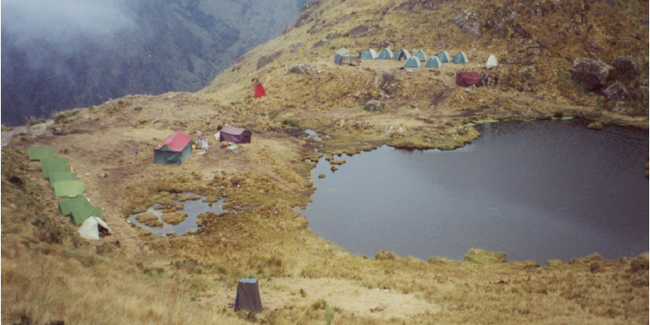 Incatrail-Peru-meer-vijver-tent