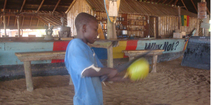 Akwida-Green-Turtle-Lodge-Ghana-strand-bar-kokosnoot