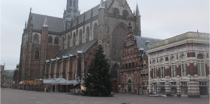 Grote-Markt-Haarlem-kerstboom-kerk-Nederland