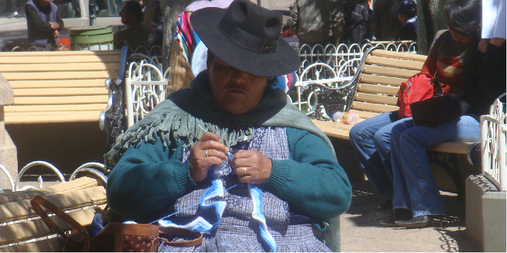 Potosi-breien-lokale-vrouw-Bolivia
