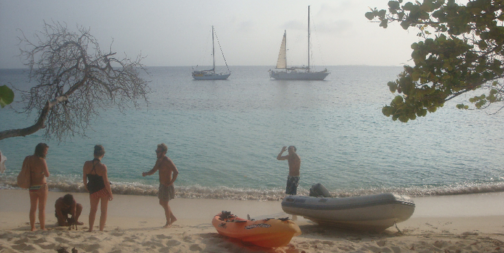 San-Blas-eilanden-Panama-palmbomen-boten-azuurblauw-strand-zand