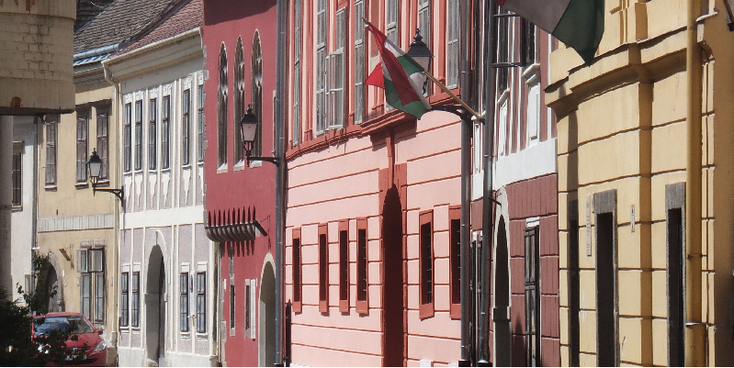 Sopron-koopmanshuizen-vakmanshuizen-gekleurd-vlag-Hongarije