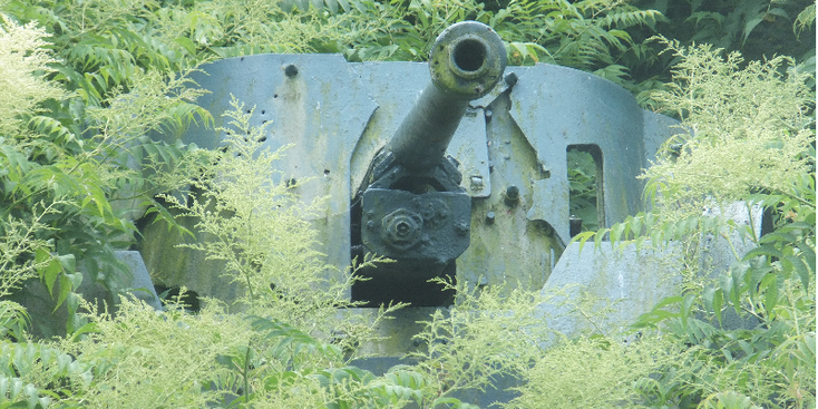 Anti-tank-wapen-kanon-WW2-gedenkteken-Valkhof-Nijmegen-bosjes-Nederland