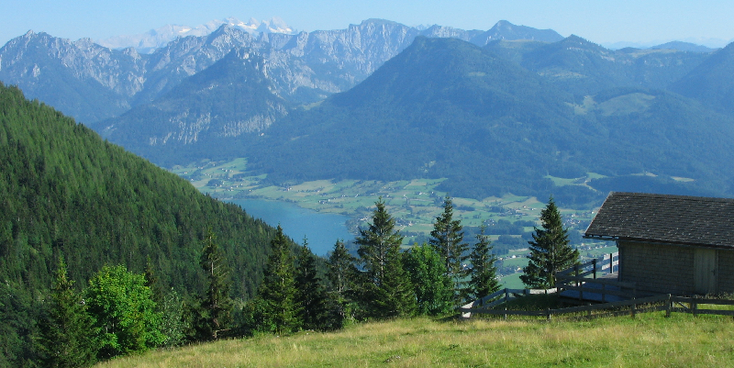 Schafberg-Sankt-Wolfgang-Wolfgangsee-uitzicht-bergen-Salzkammergut-Oostenrijk
