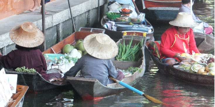 Damnoun-Saduak-drijvende-markt-Floating-Market-bootjes-fruit-Thailand-Bangkok
