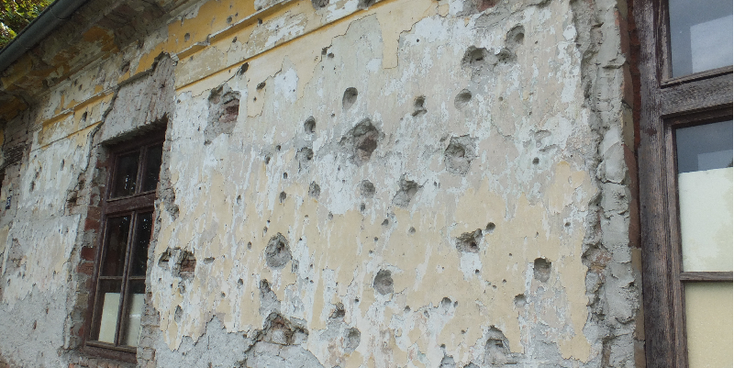 Vukovar-muur-kogelgaten-Kroatië