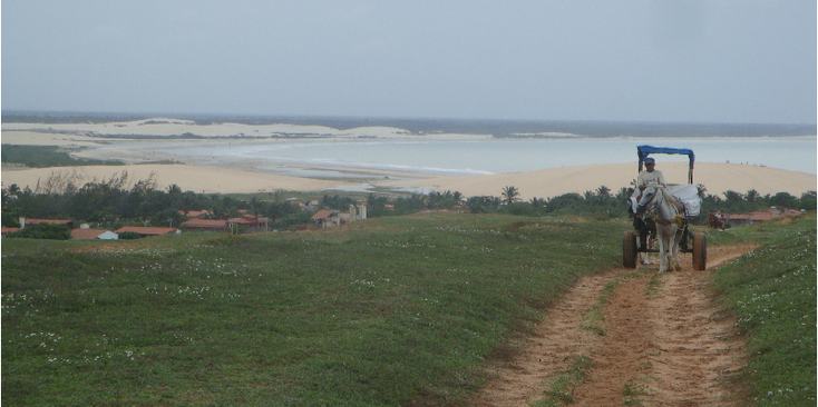 Jericoacoara-Pedra-Furada-duinen-paard-en-wagen-strand-Brazilië