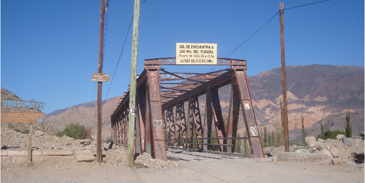 Tilcara-Pucara-Rio-rivier-Huasayamo-ijzeren-brug-Argentinië