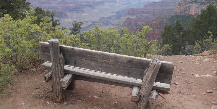 Grand-Canyon-North-Rim-vallei-kloof-bankje-Verenigde-Staten