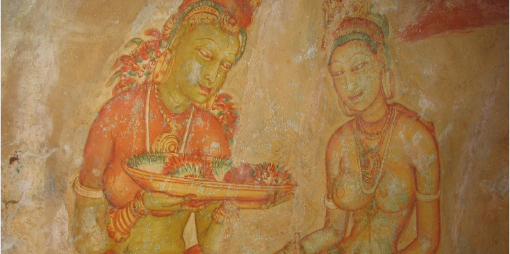 Sigirya-rots-leeuwenrots-fresco-blote-borsten-heilig-park-Sri-Lanka