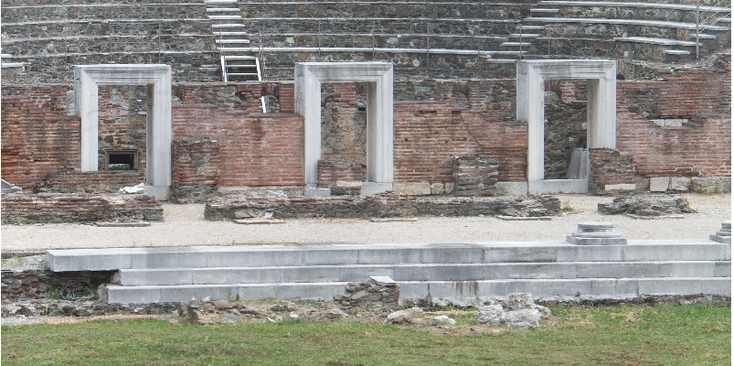 Thessaloniki-Agora-Romeinse-Griekenland-ruïnes-stadswal