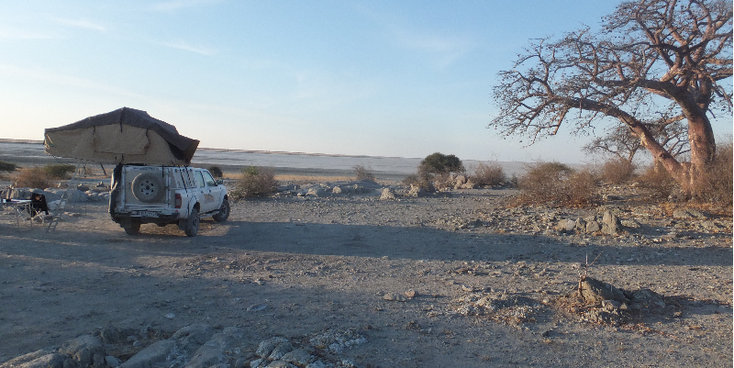 Kubu-island-eiland-zoutpan-zoutmeer-Baobab-boom-landcruiser-tent-op-dak-overnachten-Botswana