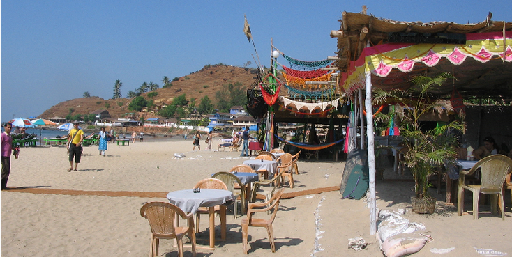 Colva-Beach-strand-Goa-India-strandhut-zon-zee