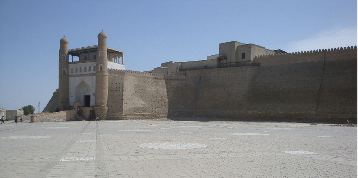 Registan-The-Stewart-O'Connely-onthoofd-plein-Buchara-Oezbekistan