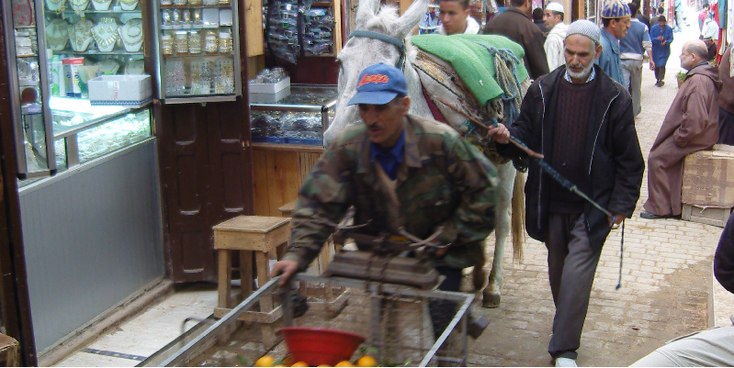Fes-Fez-Marokko-markt-bazaar-souk-souq-Koningstad