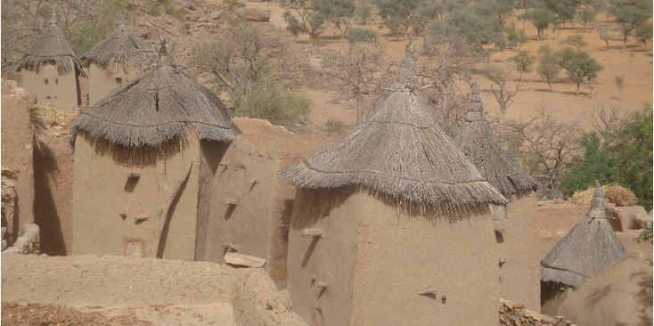 Bandiagara-Dogon-land-Mali-lemen-huizen-rieten-daken