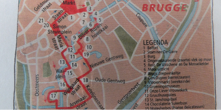 Brugge-wandelroute-kaart-België
