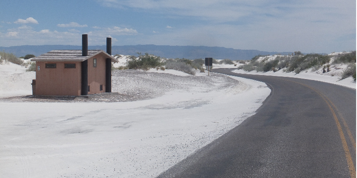 White-Sands-nationaal-monument-toilet-Verenigde-Staten