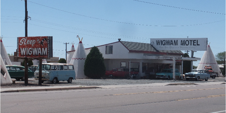 Holbrook-Wigwam-Motel-Route-66-tipi-klassieke-auto-Verenigde-Staten