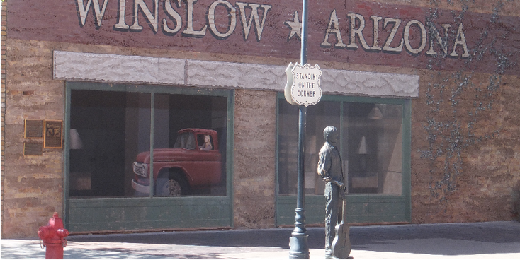 Winslow-Arizona-Route-66-Eagles-Take-It-Easy-Corner-Verenige-Staten