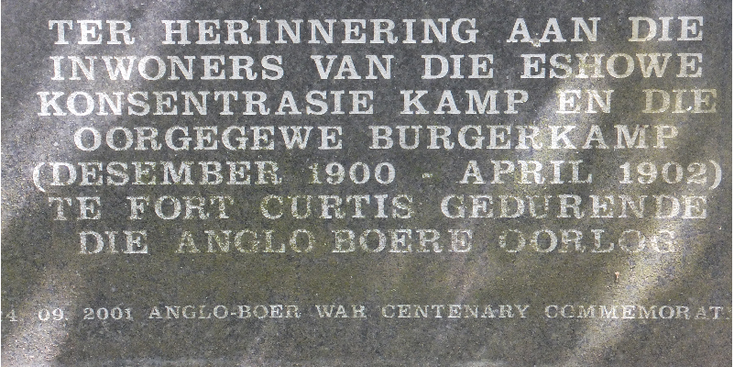 Nongqayi-plaquette-concentratiekamp-Eshowe-witte-lemen-fort-Zuid-Afrika
