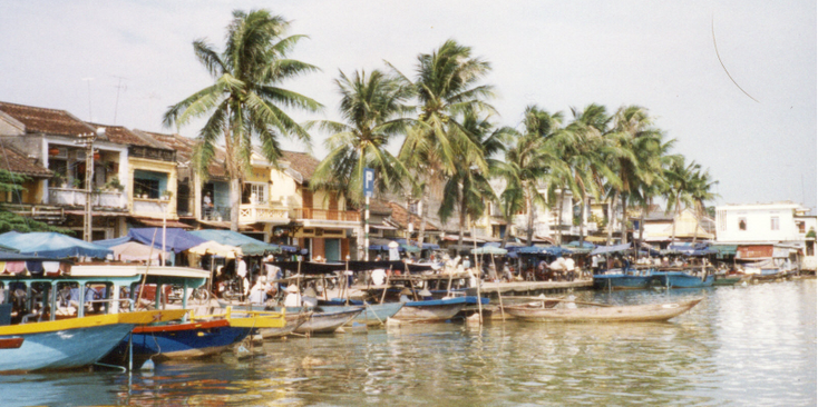 Hoi-An-haven-palmboom-boten-houten-huizen-Vietnam