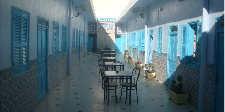 Sbeitla-hostel-hotel-Jeunesse-binnenplaats-Tunesië