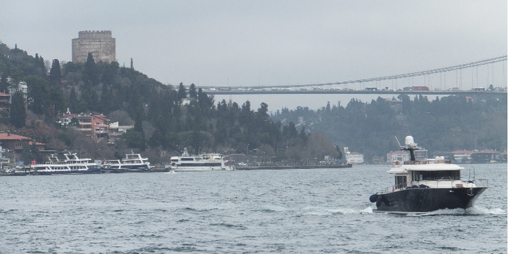 Rumeli-Hisari-fort-Bosporus-rivier-brug-boot-grens-Azië-Europa-Istanbul-Turkije