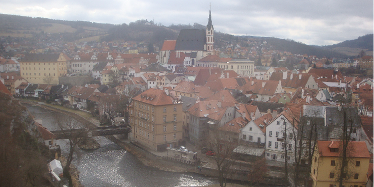 Cesky-Krumlov-Tsjechië-Bohemen-dorp-kerk-rivier-lus-barok