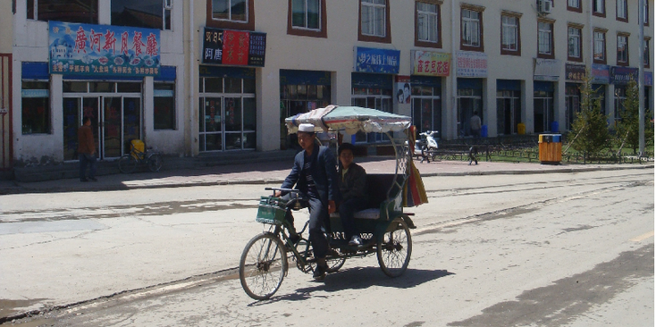 Zoige-straatleven-China-tuk-tuk-fiets-China