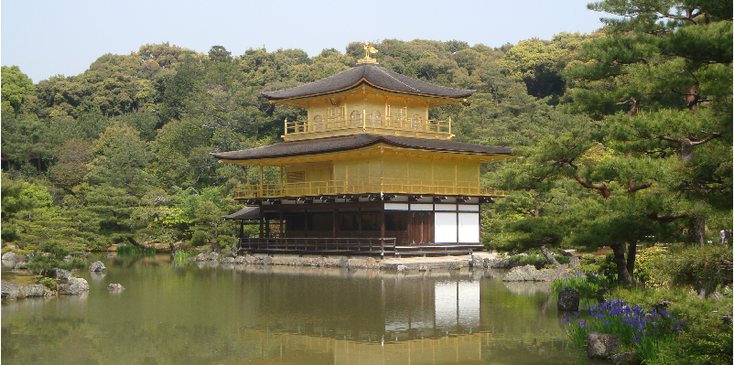 Kinkaku-Ji-gouden-tempel-vijver-Kyoto-Japan