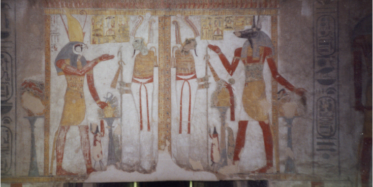 Vallei-van-de-koningen-afbeeldingen-Ra-Farao-gekleurd-Luxor-Egypte