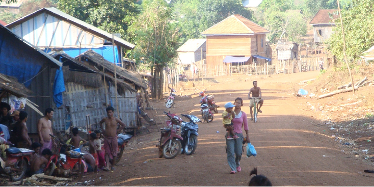 Ratanakiri-Ban-Lung-dorp-stof-weg-Cambodja