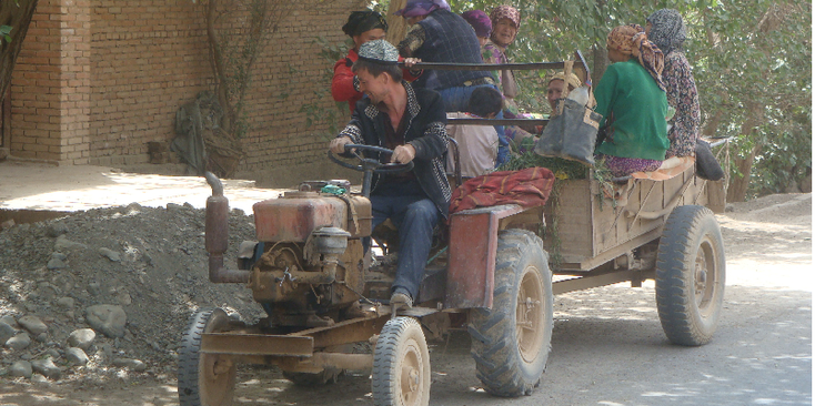Turpan-oeigoeren-kar-tractor-lokalen-taxi-China