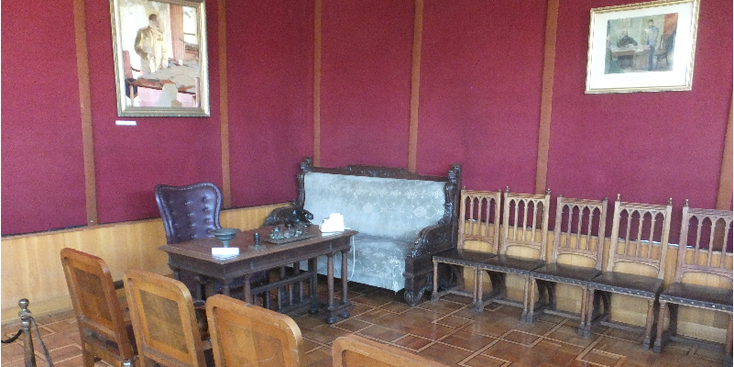 Gori-Georgië-Stalin-museum-schilderij-regering-stoel