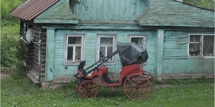 Soezdal-koets-houten-huis-Rusland