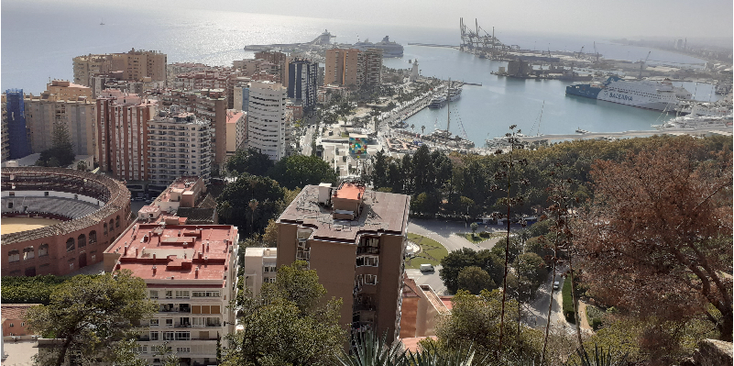 Malaga-Gibralfaro-uitzicht-haven-Romeins-theater-Plaza-de-Toros-Spanje
