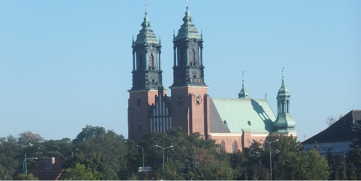 Ostrow-Tumski-eiland-Warta-rivier-kerk-Poznan-Polen
