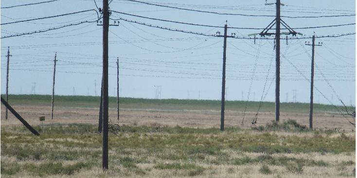 Elista-Kalmykia-steppe-stoffig-elektriciteitspalen-Volgograd-Rusland