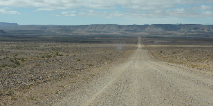 Namibië-stof-wegen
