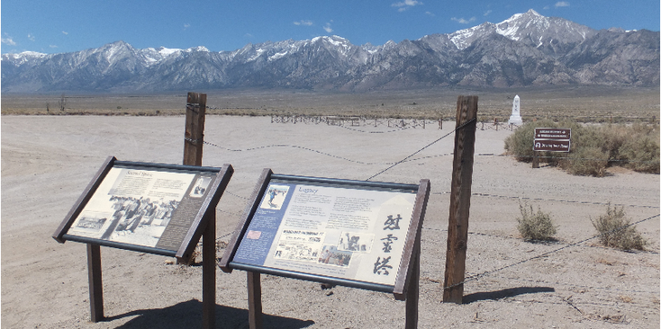 Manzanar-War-Relocation-Authority-kamp-wachttoren-hek-prikkeldraad-Japanner-Californië-Verenigde-Staten