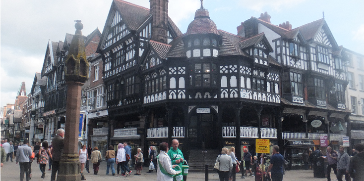 Chester-shopping-winkelstraat-zuil-column-pilaar-Romeins-Roman-Engeland