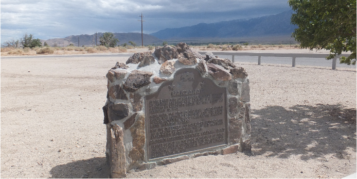Manzanar-War-Relocation-Authority-kamp-bord-entree-Japanner-Japans-Californië-Verenigde-Staten