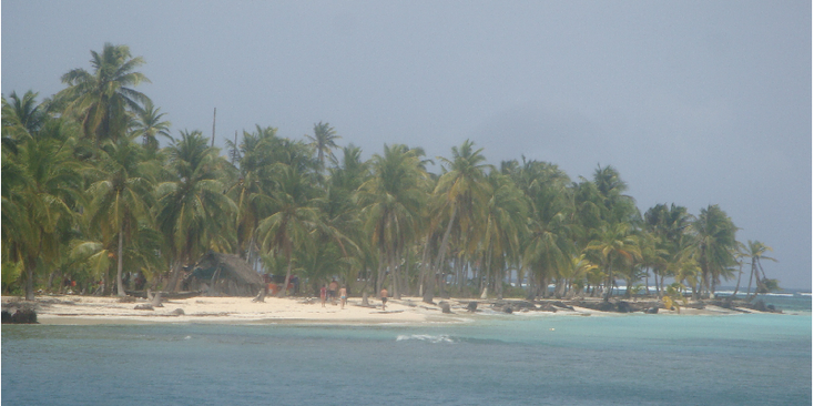 San-Blas-eilanden-Panama-palmbomen-azuurblauw-strand-zand