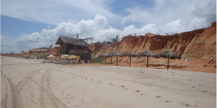Canoa-Cabrada-rode-duinen-strand-zand-Hippie-strandhut-Brazilië