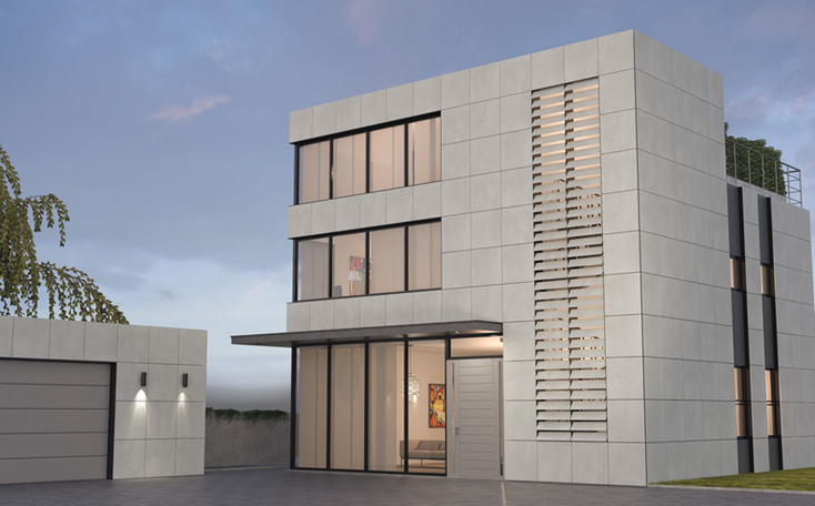 Gewerbehaus mit Wohnung, BIPV-Module v3, suncol, KA-System
