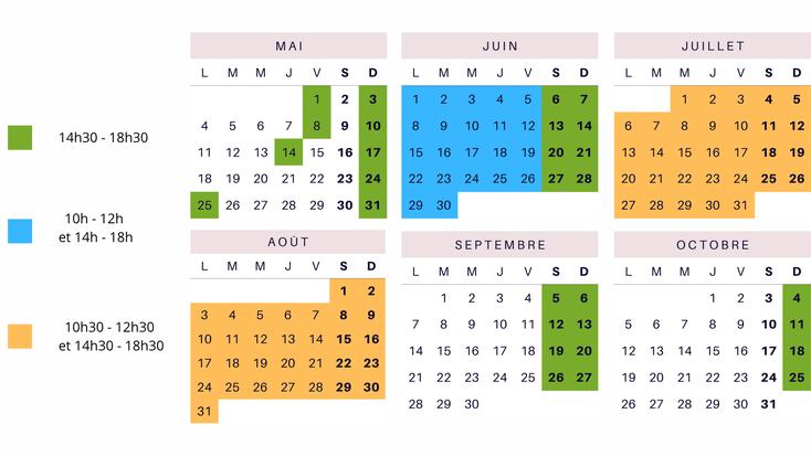 Calendrier d'ouverture du musée