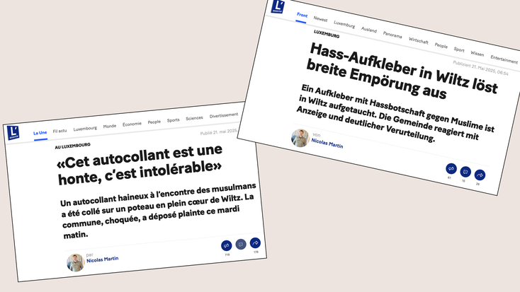 ▲ Titelen am L'Essentiel online vum 21. Mee 2025