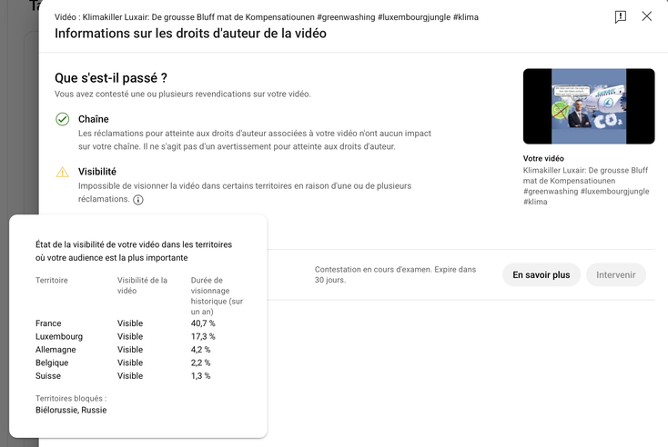 ▲ Screenshot vun der Matdeelung vu YouTube vum 10. November 2025